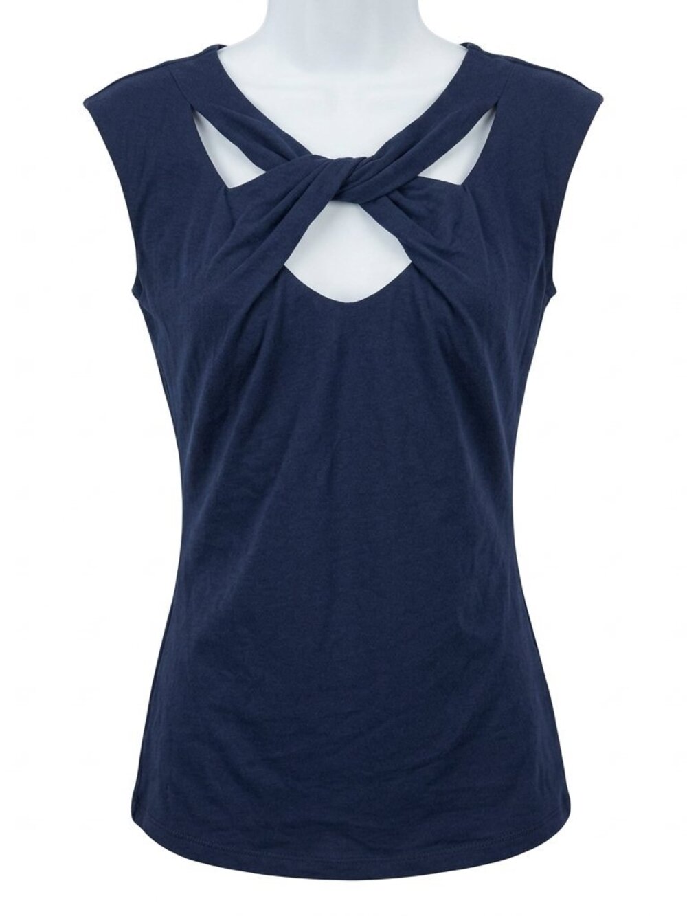 INC International Concepts Navy Twist Keyhole Cutout Tank Top Lined Medium M